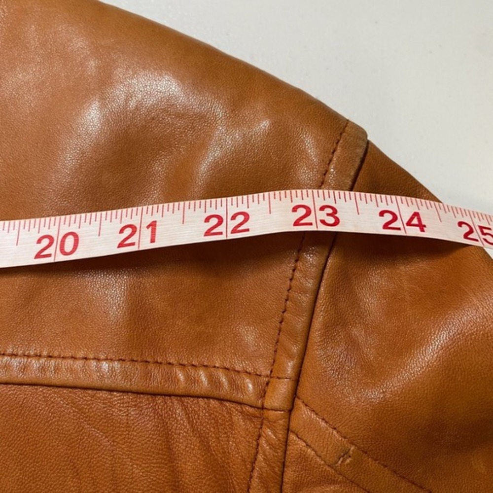 Vtg Andrew Marc Leather Jacket Mens XL Cognac Brown Zip Bomber Made in Korea - Picture 9 of 12